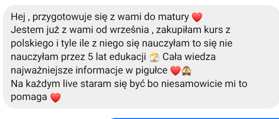 Opinia ucznia o nauce z Maturalnymi